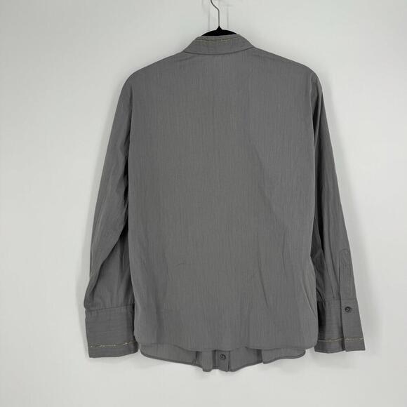 Brunello Cucinelli shirt top womens L L gray button up sparkle trim luxury work - Picture 4 of 8